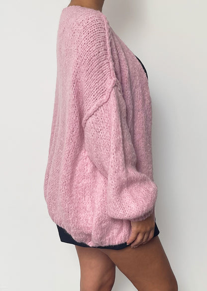 Cardigan mit Ballonärmeln - Rosa