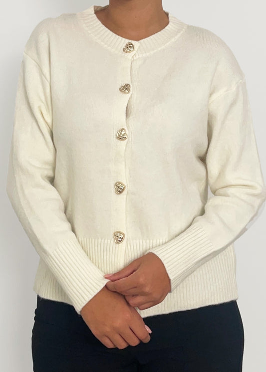 Cardigan mit Herzknöpfen - Beige