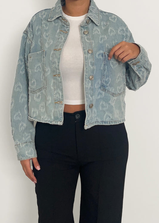 Jeansjacke mit Herzmuster